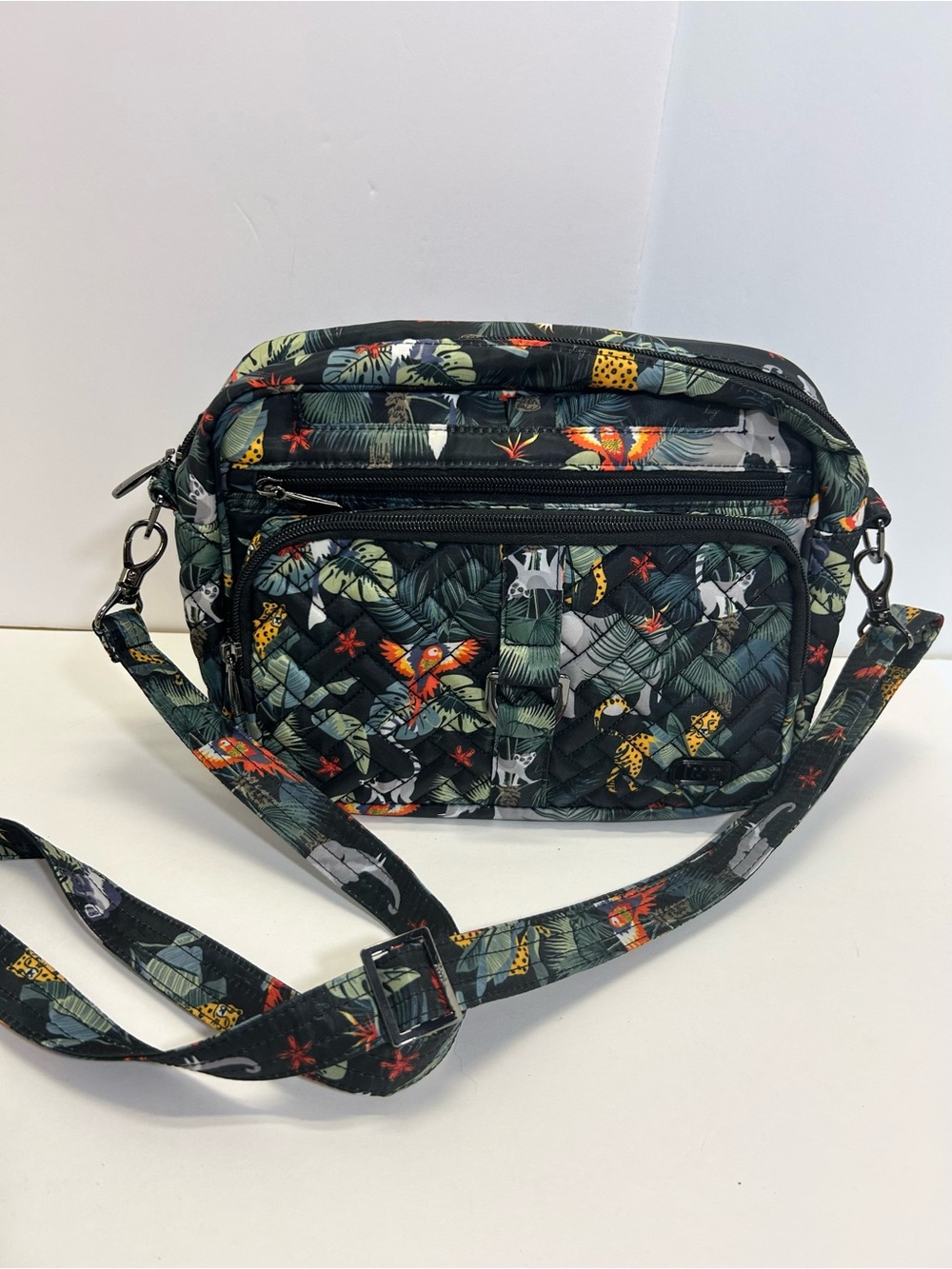 Lug Carousel XL Jungle Animal Print Crossbody Purse Travel Nylon Bag